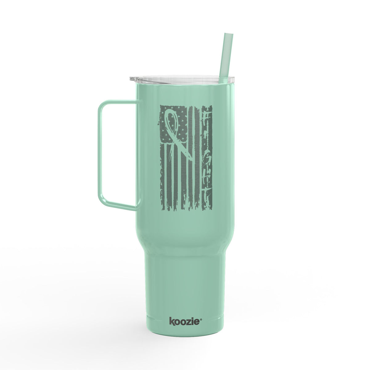 FIGHT Cancer Awareness - Engraved 40oz Insulated Tumbler with Handle & Lid