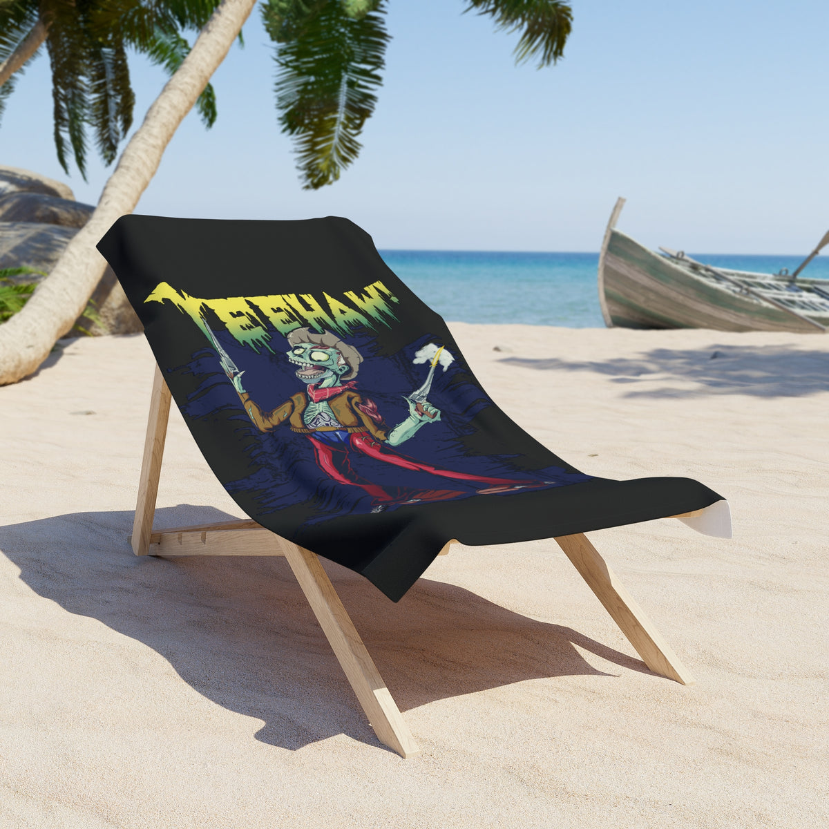 Yeehaw Zombie Cowboy Beach Towel