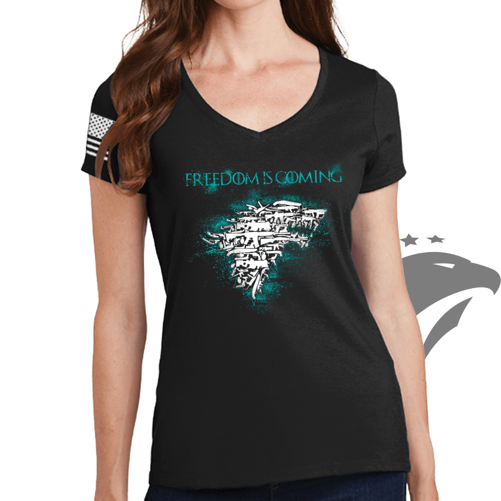 Freedom Is Coming Ladies V-Neck T-shirt