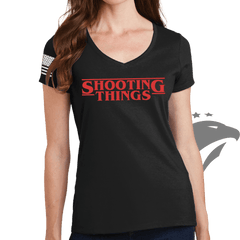 Shooting Things Ladies V-Neck T-shirt