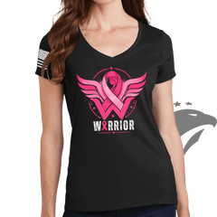 Ladies WARRIOR Breast Cancer Awareness V-Neck T-shirt