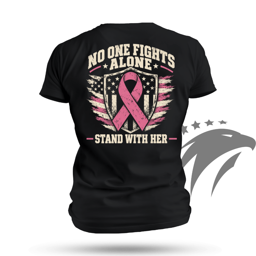 No One Fights Alone Breast Cancer Awareness T-shirt