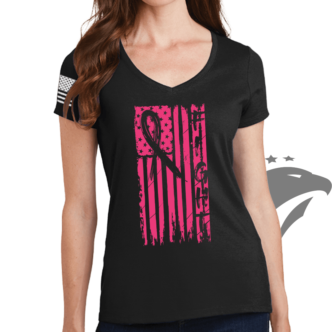 Ladies FIGHT - Breast Cancer Awareness V-Neck T-shirt