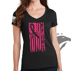 Ladies FIGHT - Breast Cancer Awareness V-Neck T-shirt