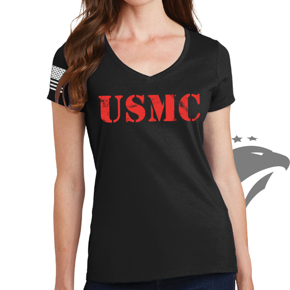 USMC Ladies V-Neck T-shirt