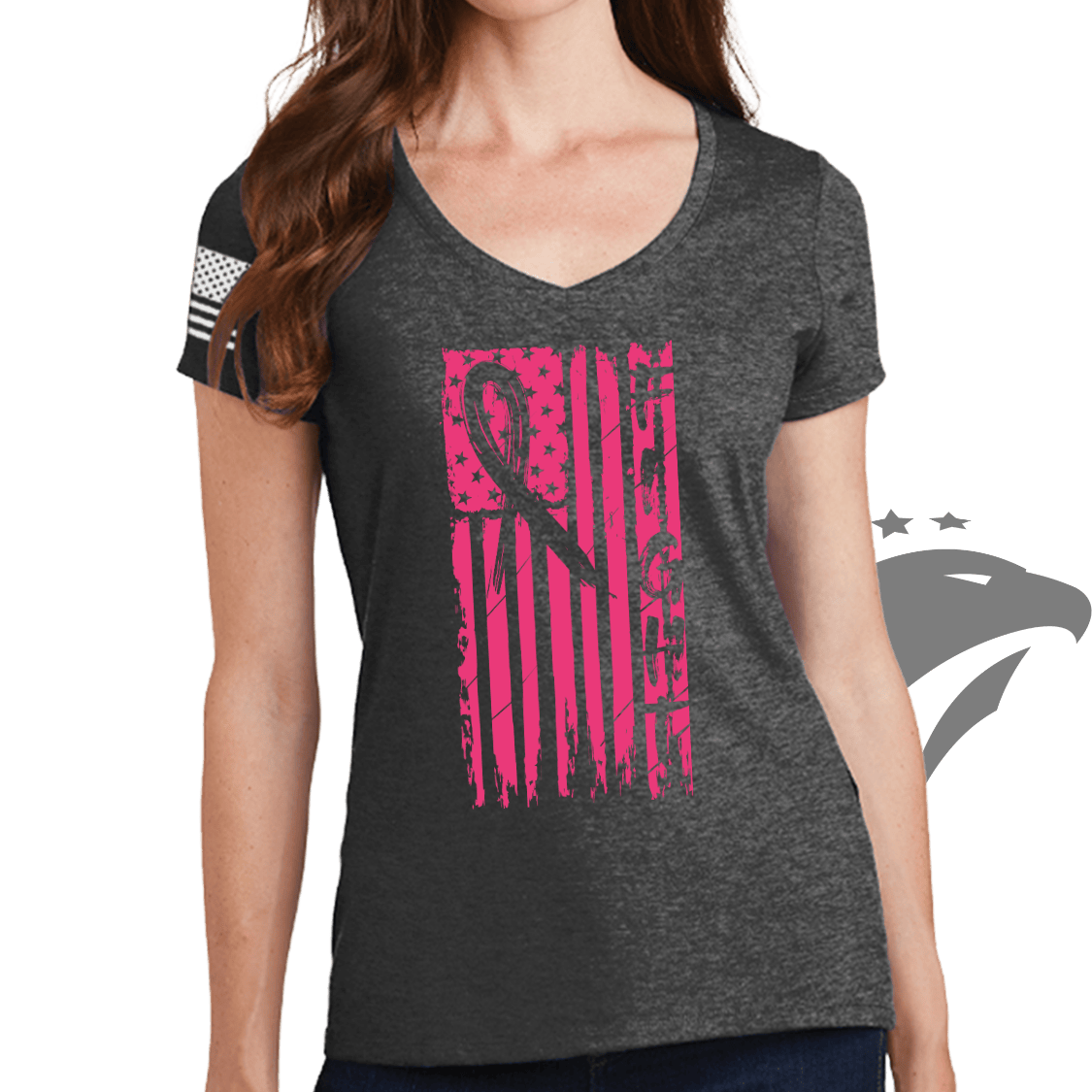 Ladies FIGHT - Breast Cancer Awareness V-Neck T-shirt
