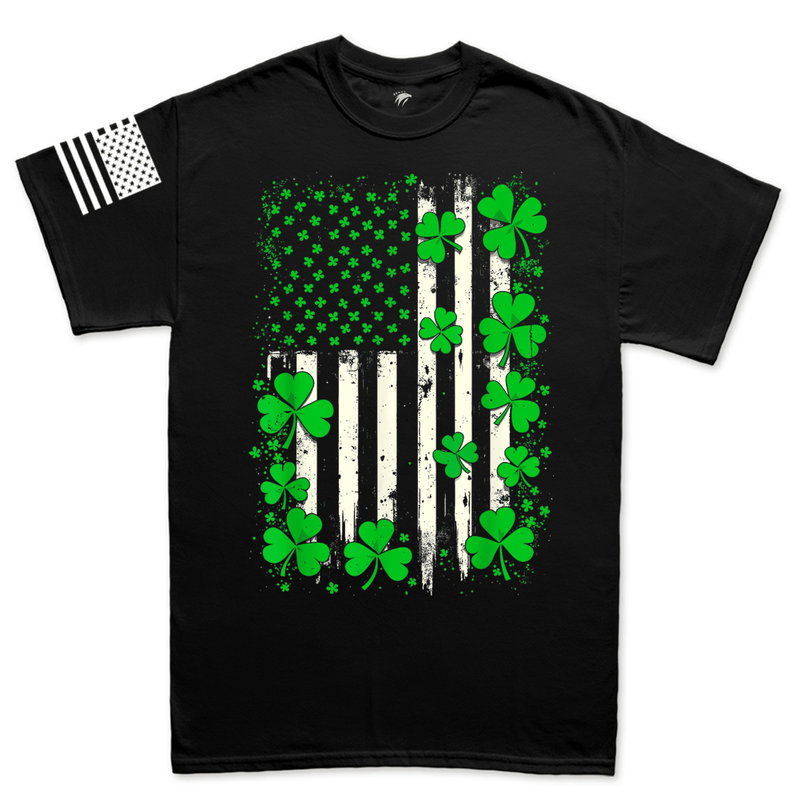 Irish American Shamrocks Flag T-shirt