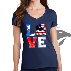Love America Ladies V-Neck T-shirt