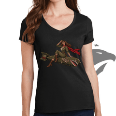 Rivet Rosie Bombernose Ladies V-Neck T-shirt