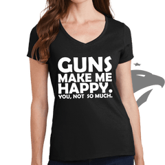 Guns Make Me Happy Ladies V-Neck T-shirt