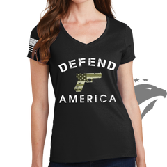Defend America Ladies V-Neck T-shirt