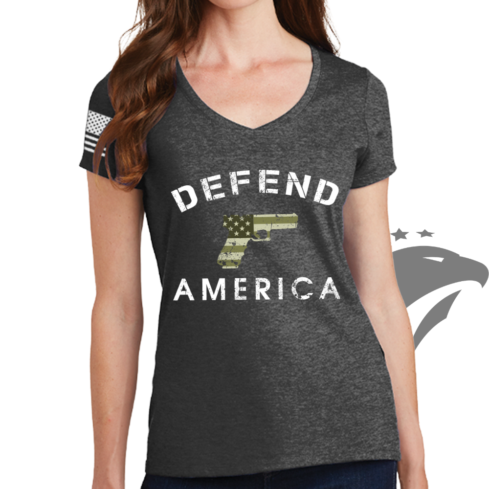 Defend America Ladies V-Neck T-shirt