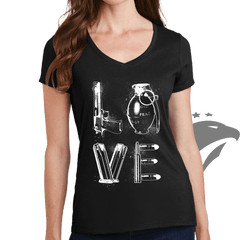 Ladies LOVE Weapons V-Neck T-shirt