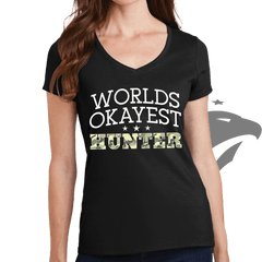 World's Okayest Hunter Ladies V-Neck T-shirt