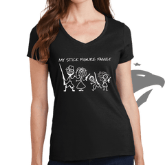 My Stick Figure Family Ladies V-Neck T-shirt