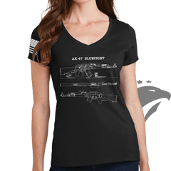 AK47 Blueprint Ladies V-Neck T-shirt