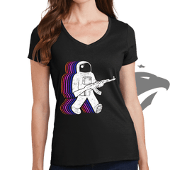 Funkalicious AK47 Astronaut Ladies V-Neck T-shirt