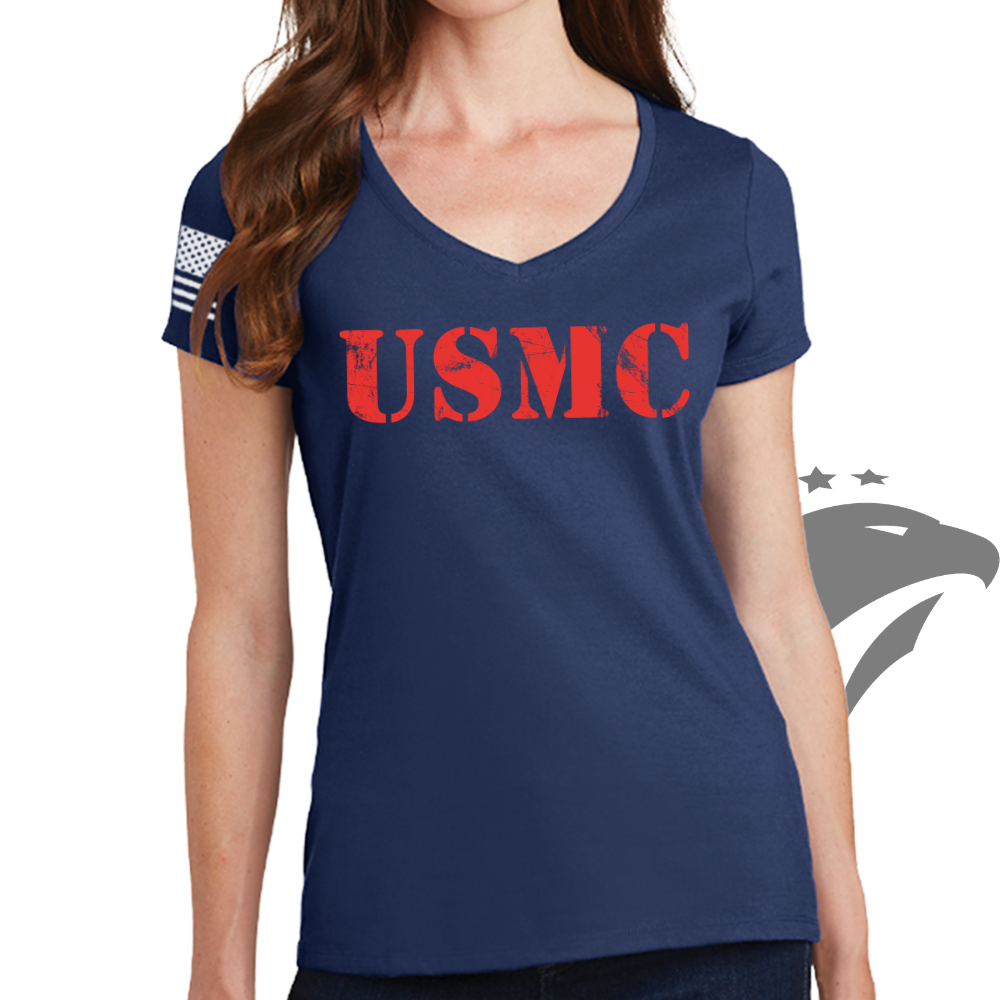 USMC Ladies V-Neck T-shirt