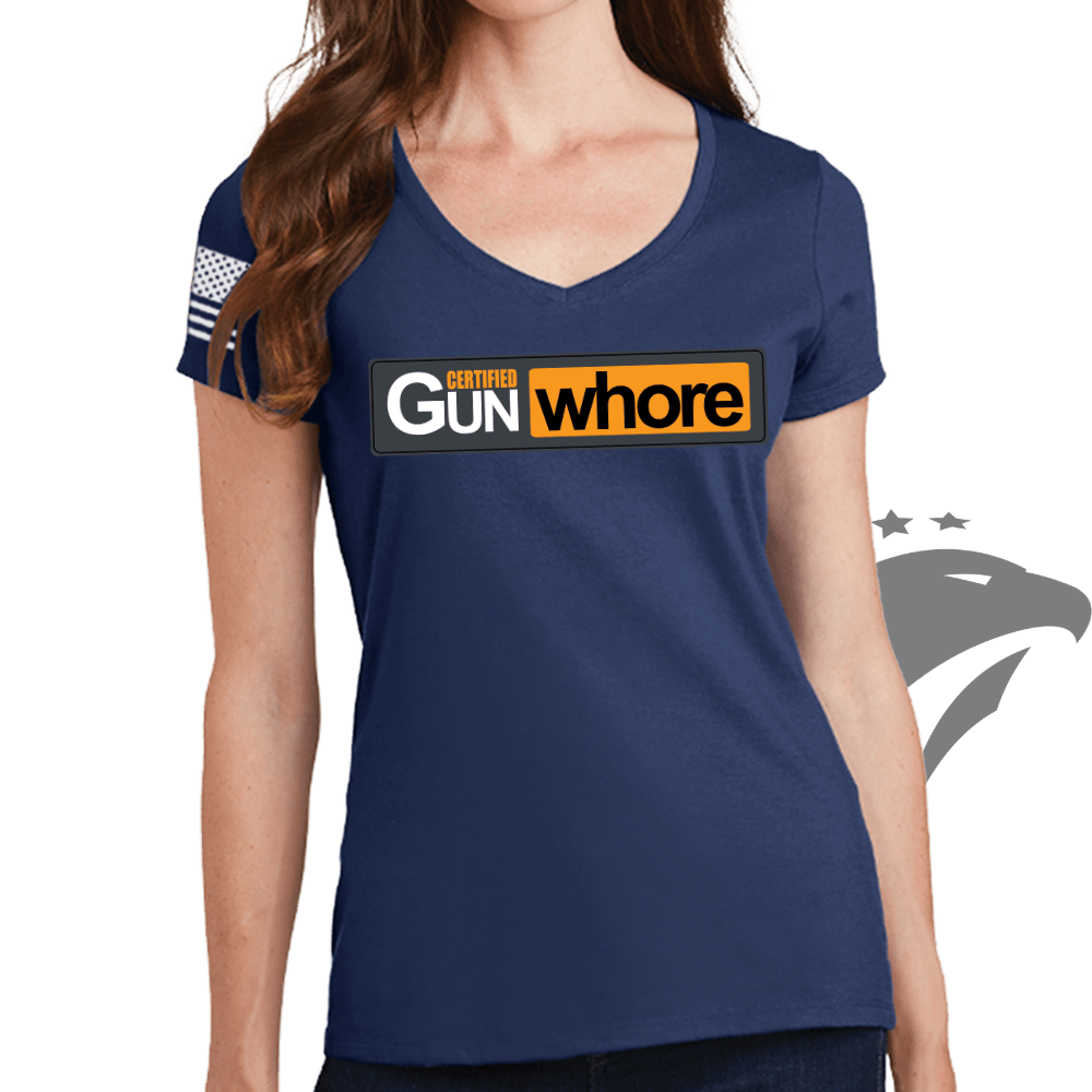 Certified Gun Whore Ladies V-Neck T-shirt
