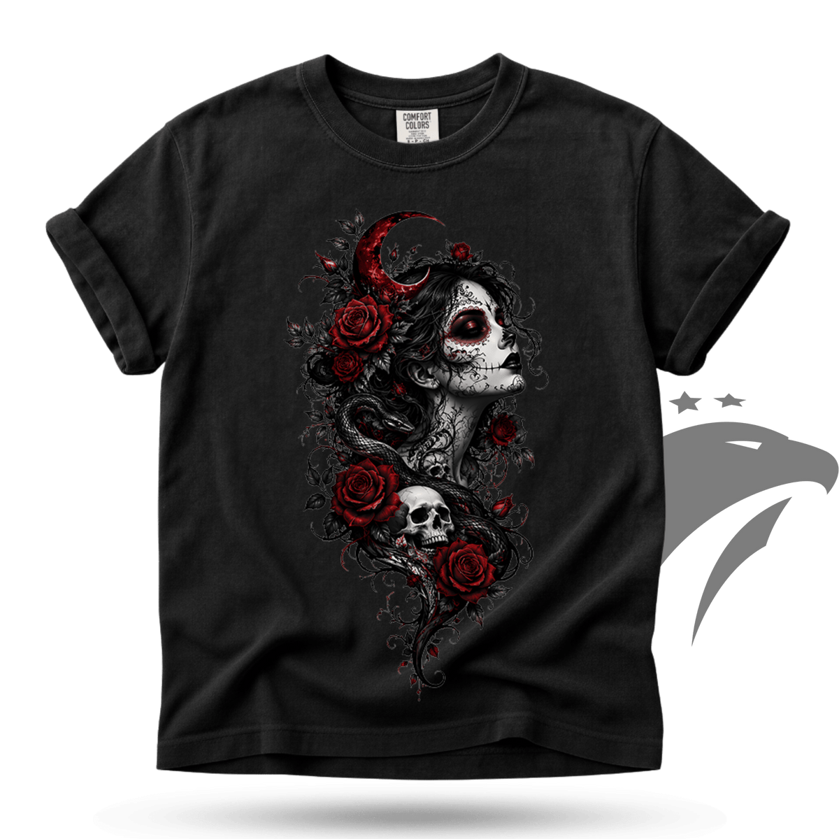 Crimson Calavera Gothic Sugar Skull Comfort Colors® T-shirt