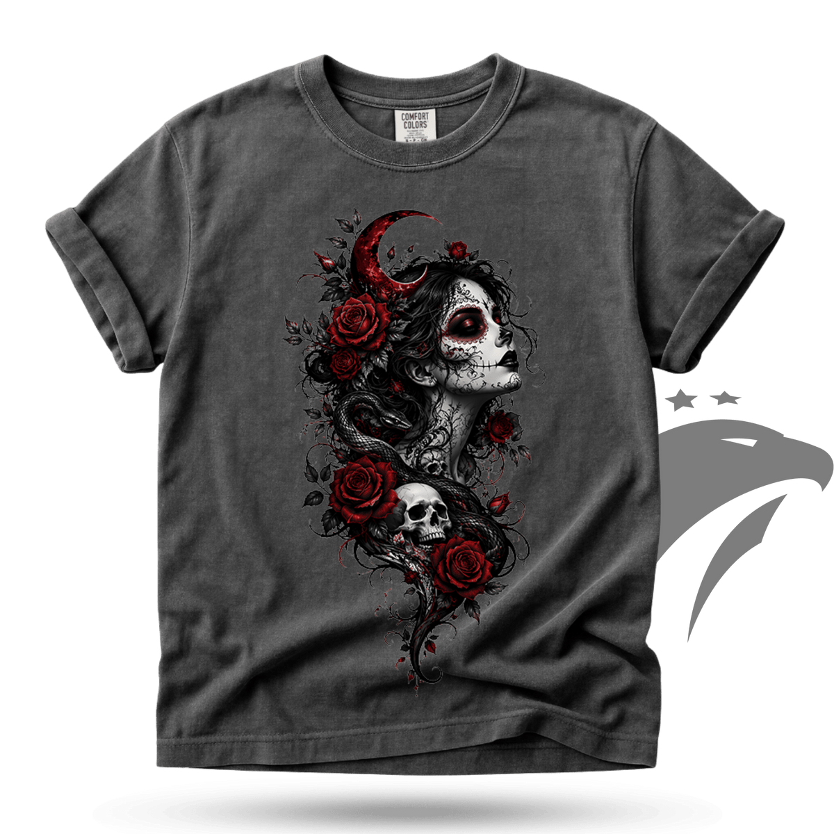 Crimson Calavera Gothic Sugar Skull Comfort Colors® T-shirt