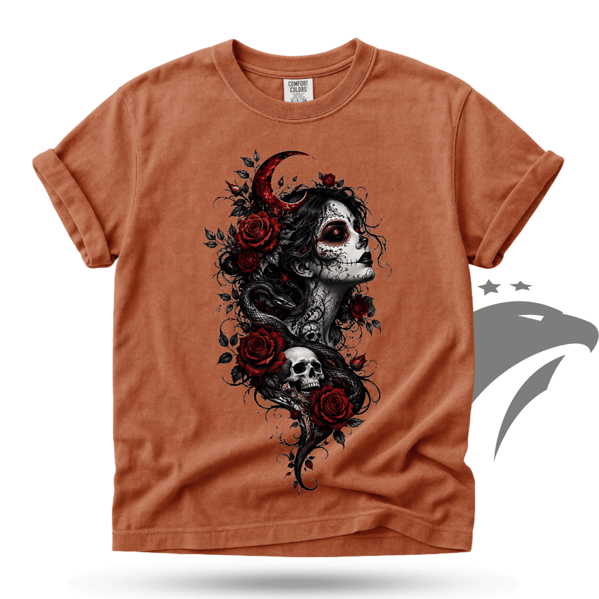 Crimson Calavera Gothic Sugar Skull Comfort Colors® T-shirt