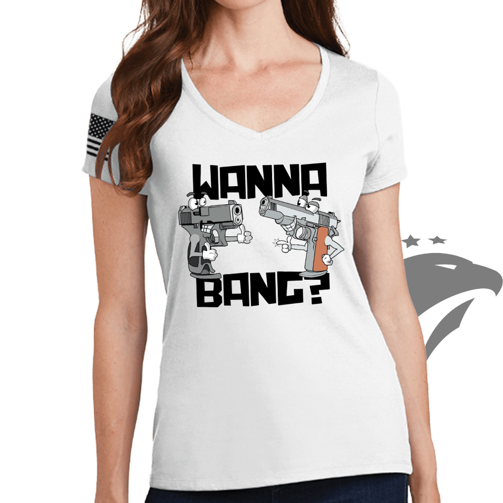 Wanna Bang? Ladies V-Neck T-shirt