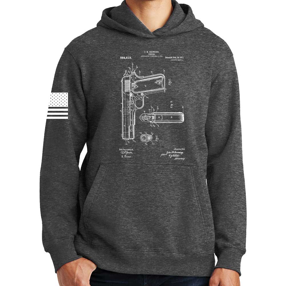 1911 Pistol Blueprint Hoodie