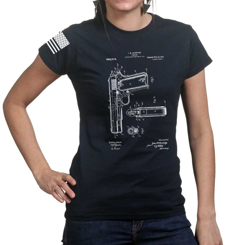 Ladies 1911 Pistol Blueprint T-shirt