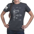 Ladies 1911 Pistol Blueprint T-shirt