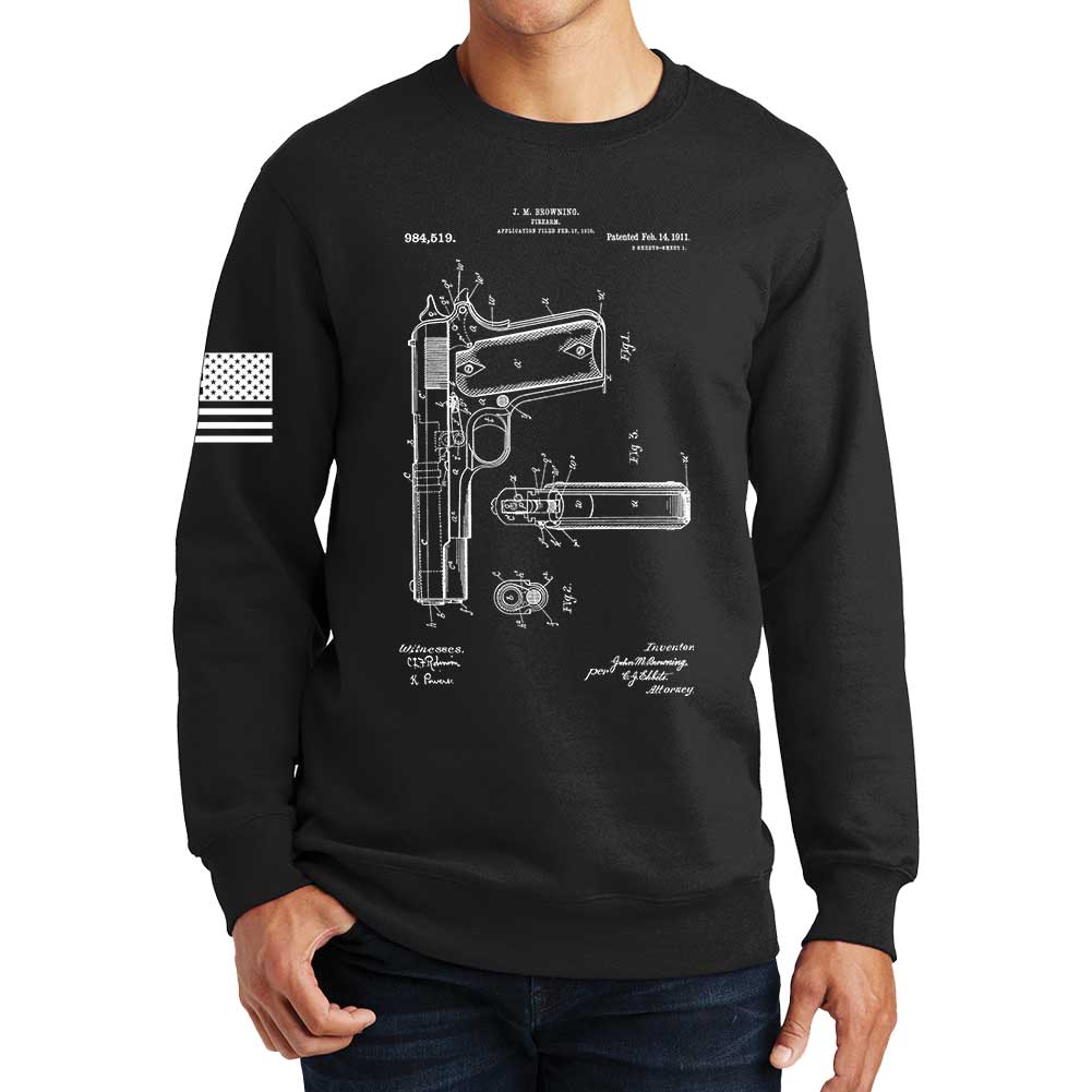 1911 Pistol Blueprint Sweatshirt