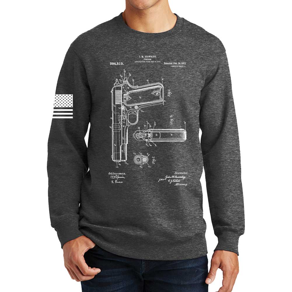1911 Pistol Blueprint Sweatshirt