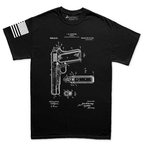 Mens 1911 Pistol Blueprint T-shirt