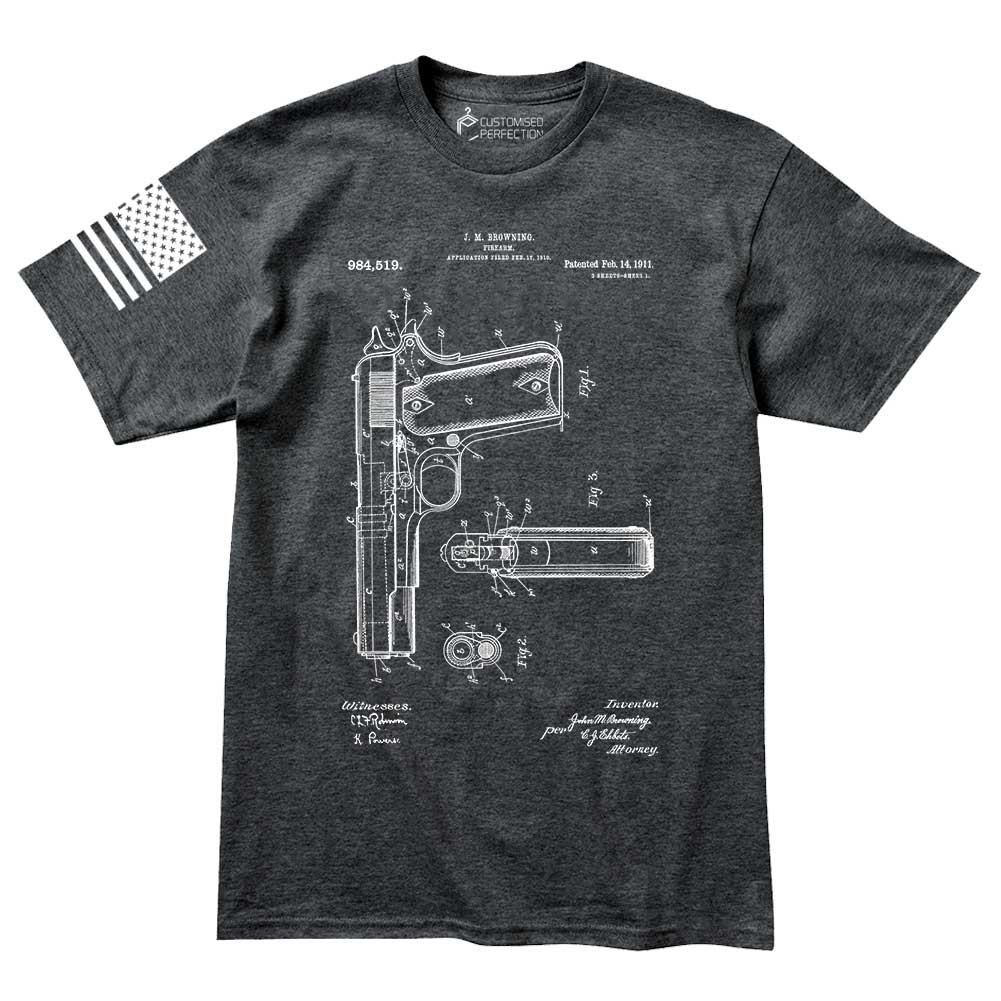 Mens 1911 Pistol Blueprint T-shirt
