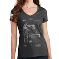 Ladies 1911 Pistol Blueprint V-Neck T-shirt