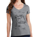 Ladies 1911 Pistol Blueprint V-Neck T-shirt