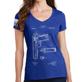 Ladies 1911 Pistol Blueprint V-Neck T-shirt