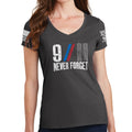 Ladies 9/11 Never Forget V-Neck T-shirt