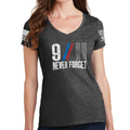 Ladies 9/11 Never Forget V-Neck T-shirt