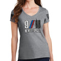 Ladies 9/11 Never Forget V-Neck T-shirt