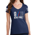 Ladies 9/11 Never Forget V-Neck T-shirt