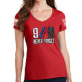 Ladies 9/11 Never Forget V-Neck T-shirt