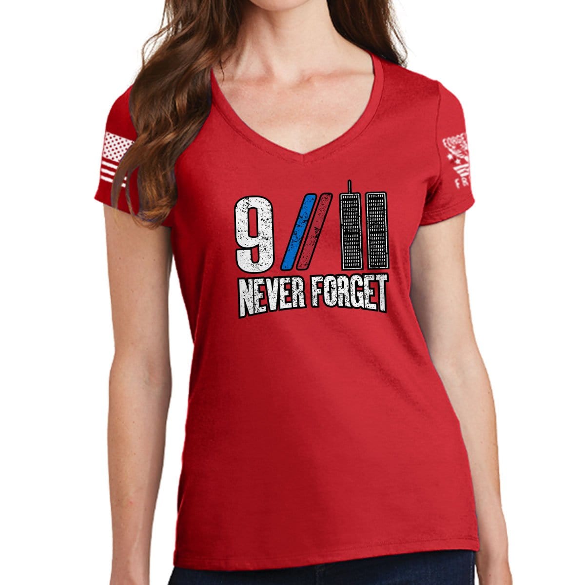Ladies red v cheap neck t shirt