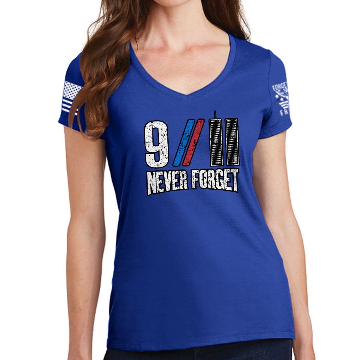 kant Underlegen Mart Ladies 9/11 Never Forget V-Neck T-shirt – Forged From Freedom
