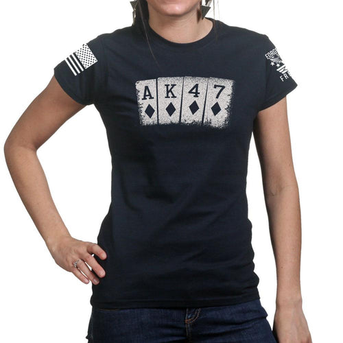 AK47 Playing Cards Ladies T-shirt