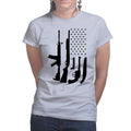 American Flag Gun Ladies T-shirt