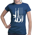 American Flag Gun Ladies T-shirt