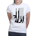 American Flag Gun Ladies T-shirt