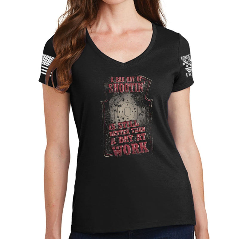 Ladies Bad Day of Shooting V-Neck T-shirt