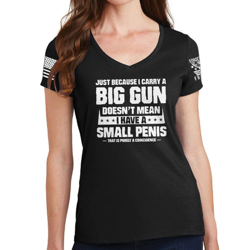 Ladies TYM Big Gun Small Penis V-Neck T-shirt